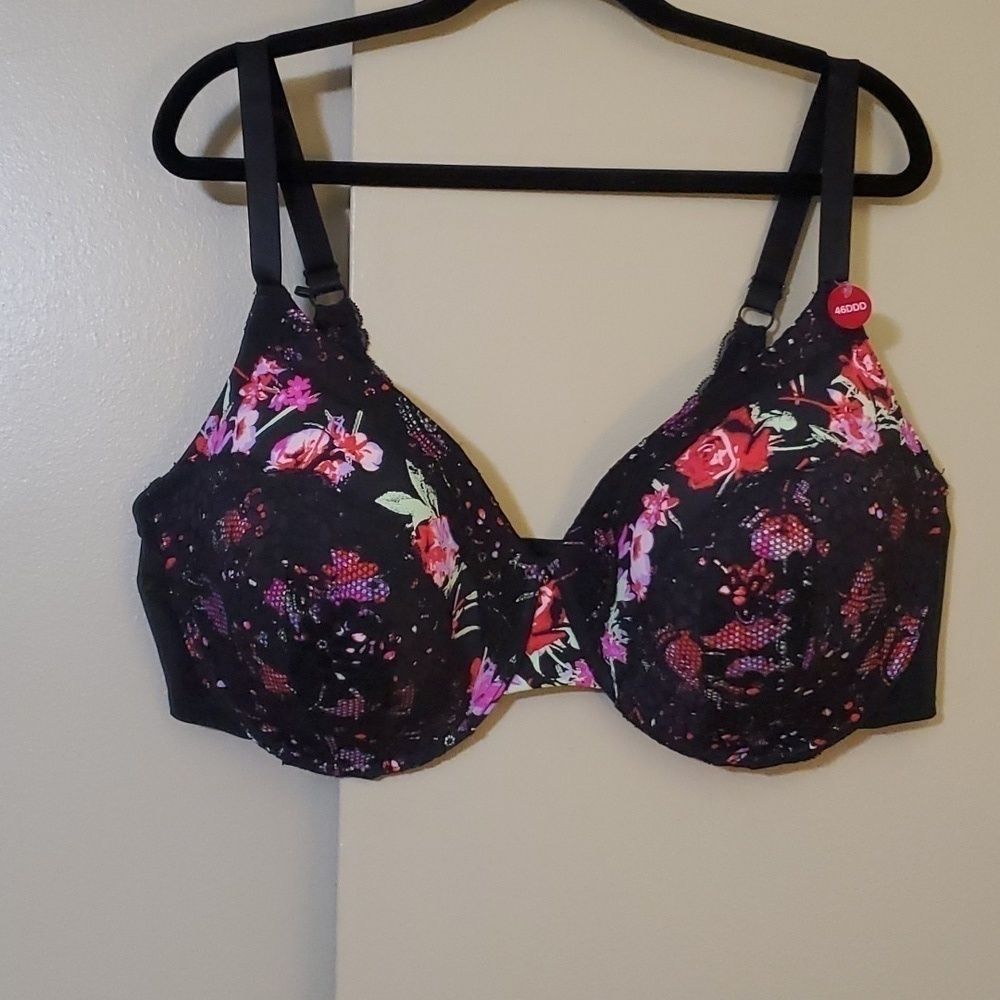 Ashley Stewart Floral Underwire Bra Size 46DDD